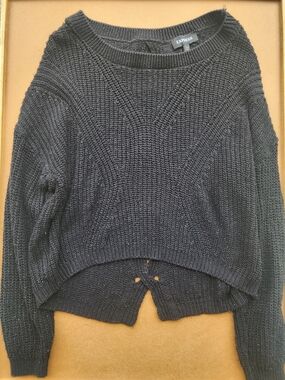 Express Women's Black Knit Sweater - Cropped Crewneck